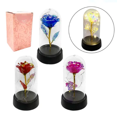 ROSA BRILLANTE CON LUZ ENCAPSULADA
