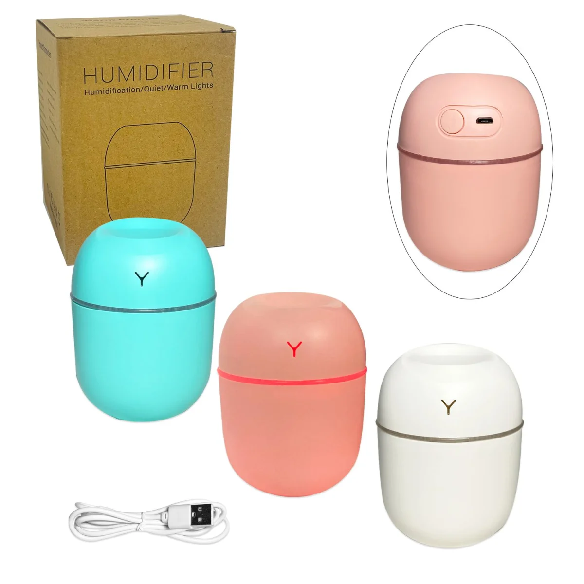 HUMIFICADOR CON LUZ Y USB 220ML