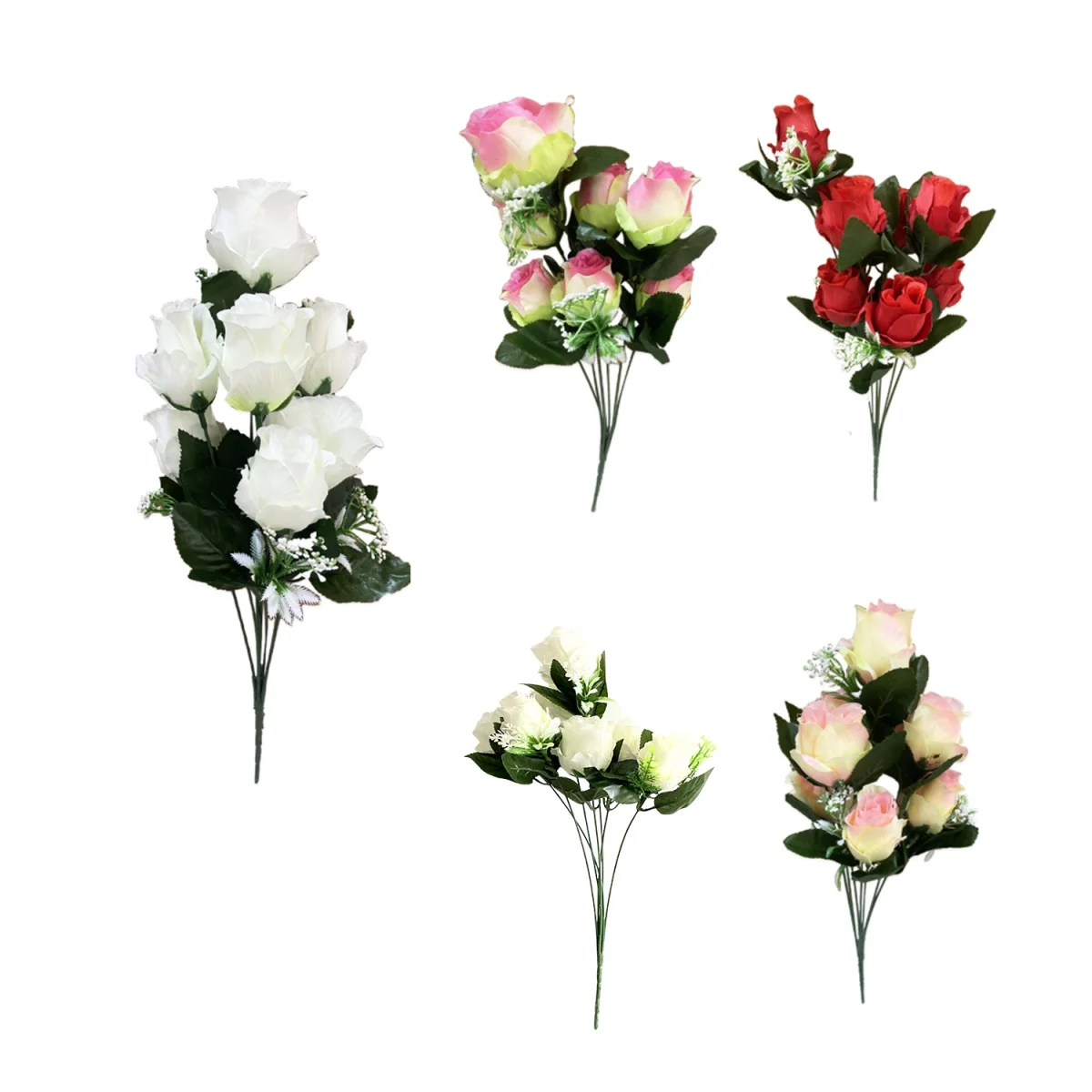RAMO ROSAS ARTIFICIALES X7 44CM