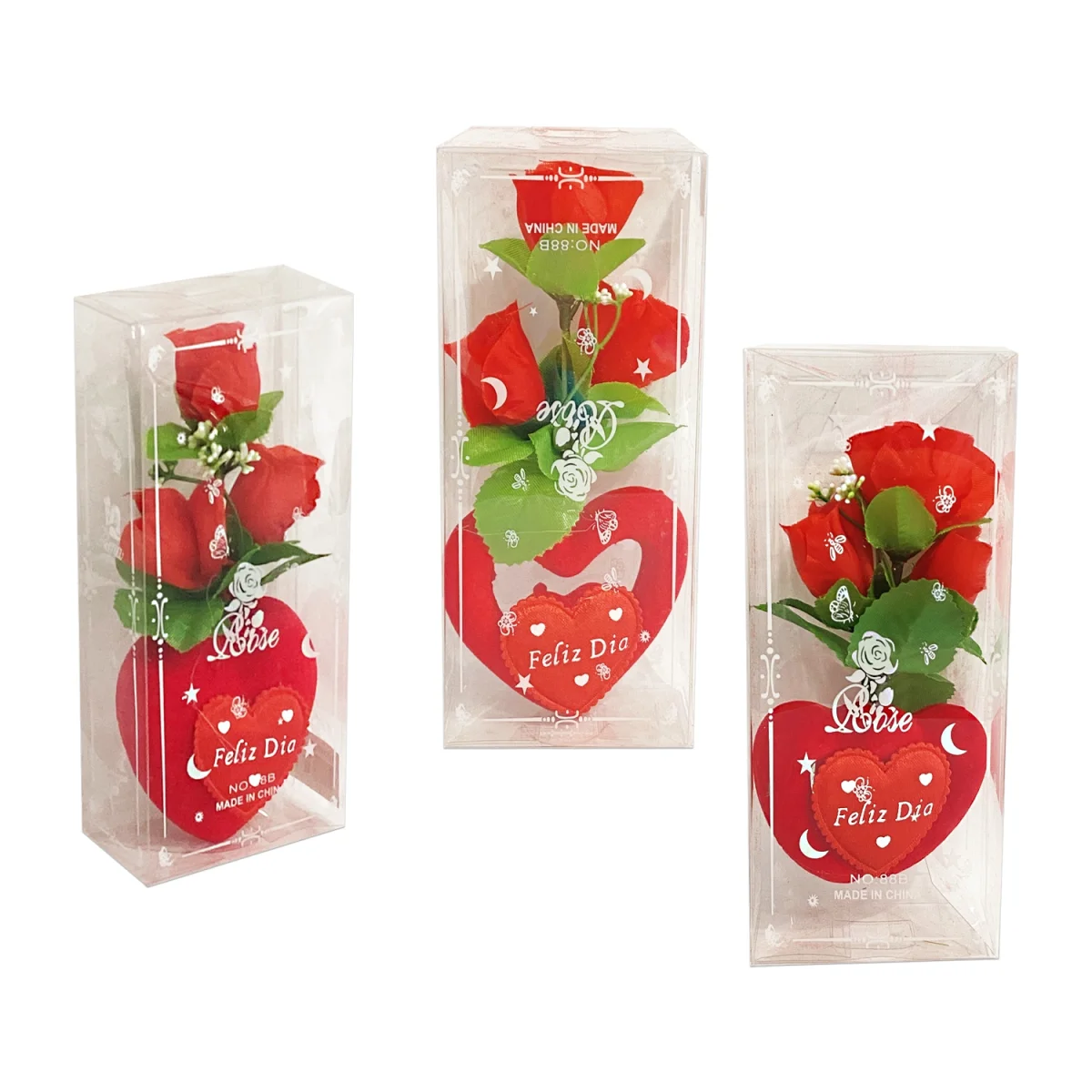 ROSAS CON CORAZONES EN ACETATO (PQTX24)(DESARMADO)