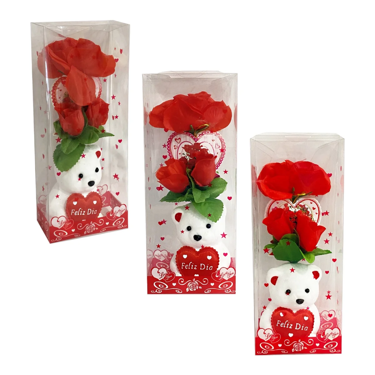 RAMO ROSAS ARTIFICIALES CON OSO EN ACETATO