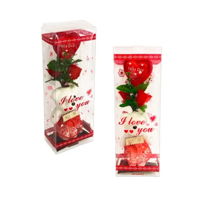 ROSAS CON CORAZON Y OSO EN ACETATO (PQTX24),