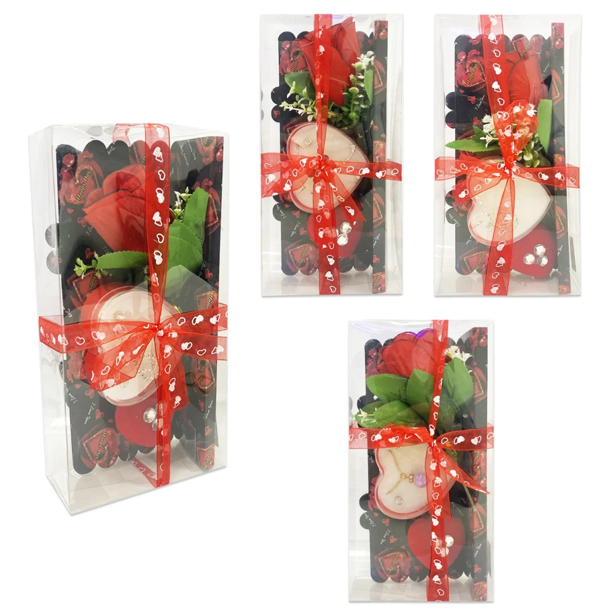 ROSA CON CORAZONES Y JOYAS EN ACETATO