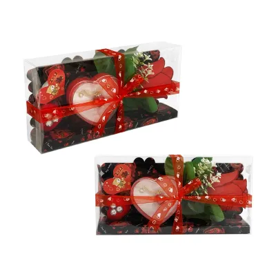 ROSA CON CORAZONES Y JOYAS EN ACETATO