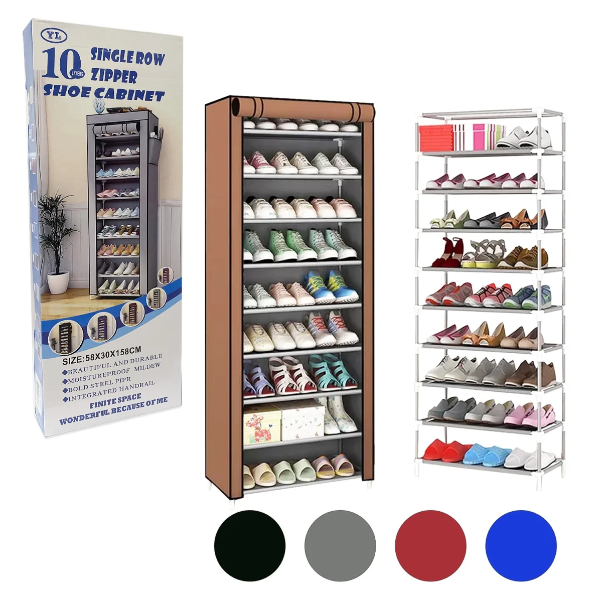 ORGANIZADOR PARA ZAPATOS METALICO 10 NIVELES 58*30*158CM