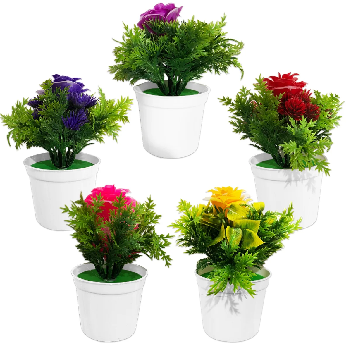 PLANTA CON FLORES ARTIFICIAL EN MATERA (CJX100)