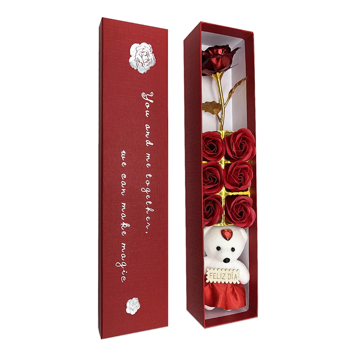 ROSAS ARTIFICIALES CON OSO EN CAJA