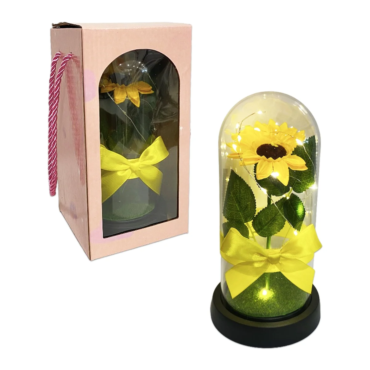 GIRASOL ARTIFICIAL CON LUZ ENCAPSULADO (PILAS)