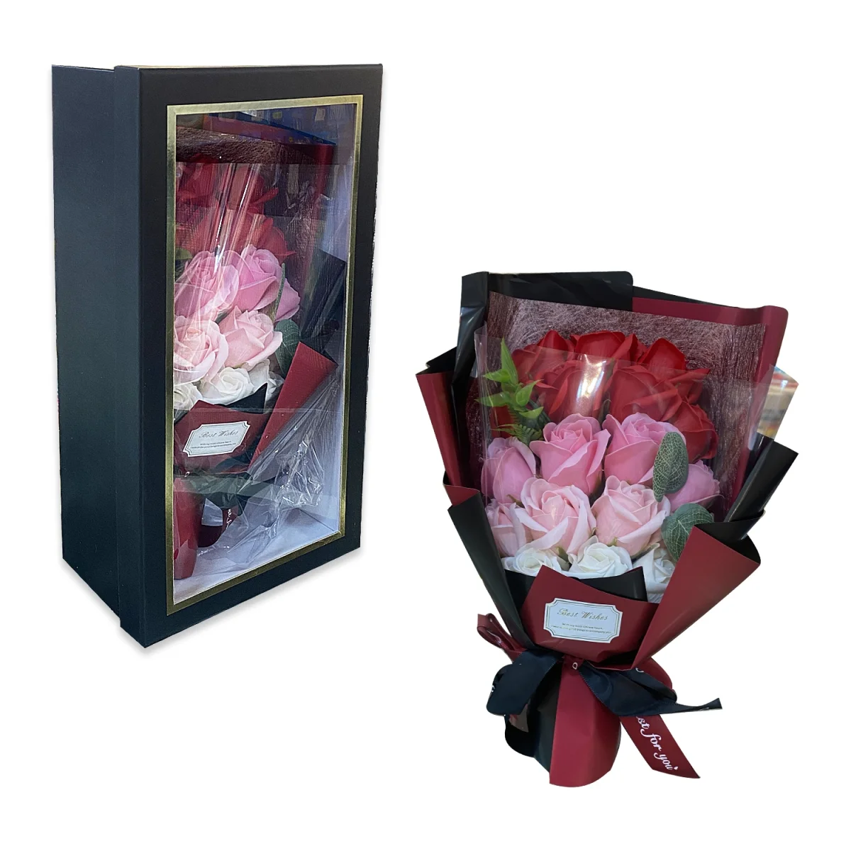 RAMO ROSAS ARTIFICIALES X18 EN CAJA