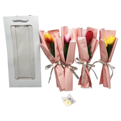 RAMO TULIPANES ARTIFICIALES CON LUZ EN BOLSA REGALO (CJX10)