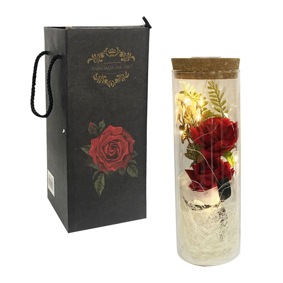 ROSAS ARTIFICIALES CON LUZ ENCAPSULADAS EN VIDRIO