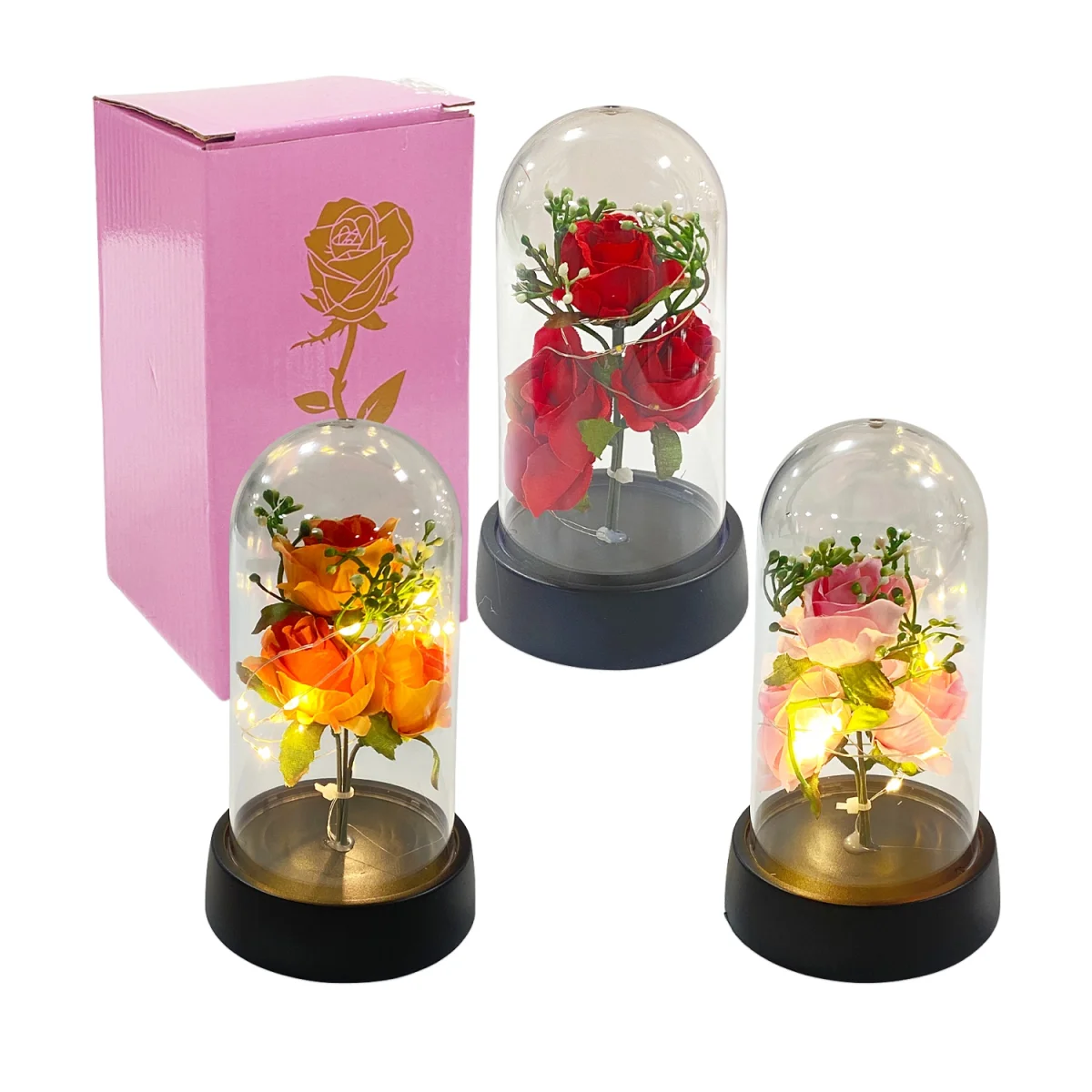 ROSAS ARTIFICIALES CON LUZ ENCAPSULADAS