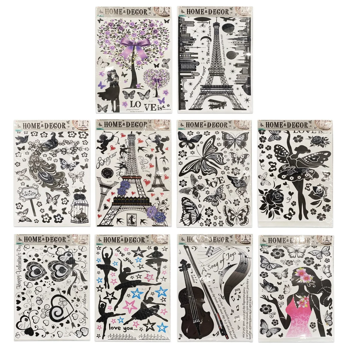 STICKER ADHESIVO NEGRO SURTIDO (PQTX10)