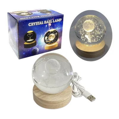 ESFERA DE CRISTAL LUZ CALIDA 8CM (USB)
