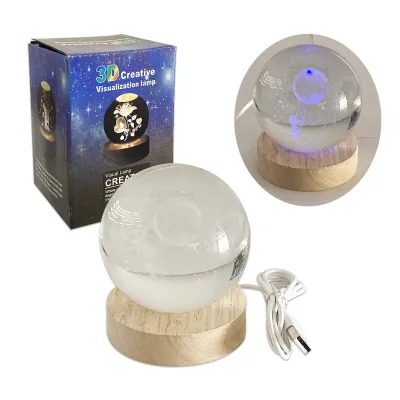ESFERA DE CRISTAL LUZ MULTICOLOR 8CM (USB)