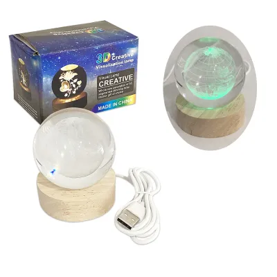 ESFERA DE CRISTAL LUZ MULTICOLOR 6CM (USB)