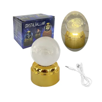 ESFERA DE CRISTAL GIRATORIA LUZ CALIDA 6CM (USB)