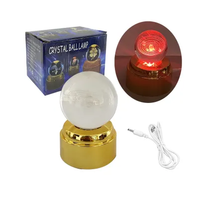 ESFERA DE CRISTAL GIRATORIA LUZ MULTICOLOR 6CM (USB)