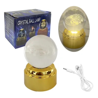 ESFERA DE CRISTAL GIRATORIA LUZ CALIDA 8CM (USB)