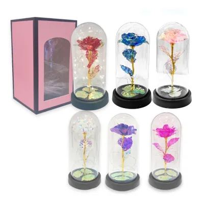 ROSA BRILLANTE CON LUZ ENCAPSULADA (PILAS),