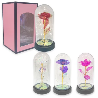 ROSA BRILLANTE CON LUZ ENCAPSULADA (PILAS)