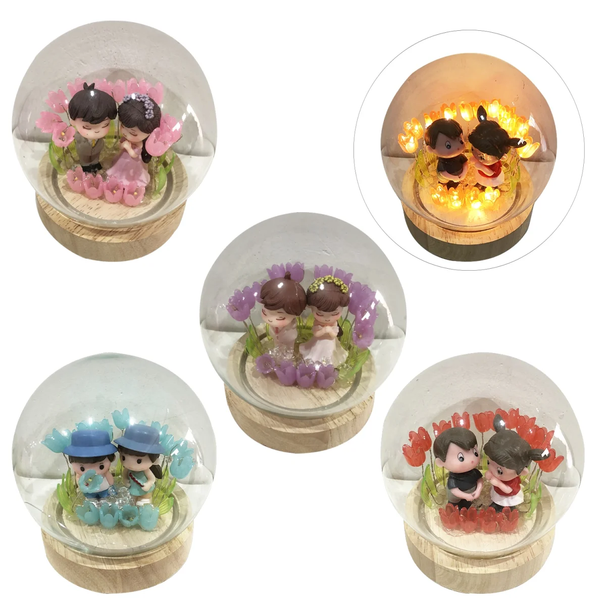 ESFERA DE CRISTAL PAREJA NOVIOS CON LUZ