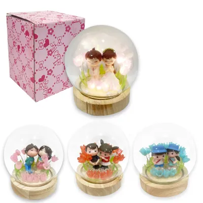 ESFERA DE CRISTAL PAREJA NOVIOS CON LUZ