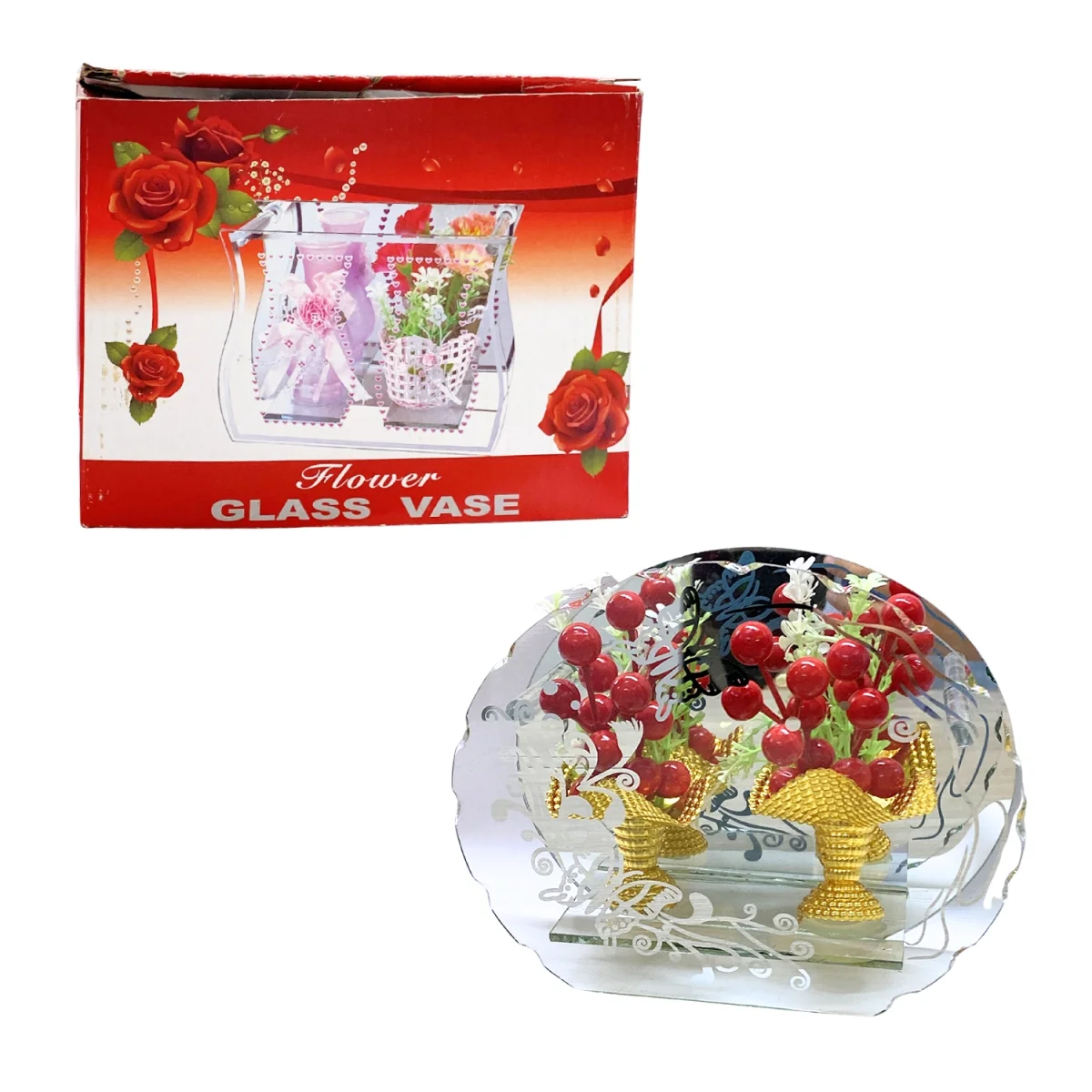 RAMO CEREZOS EN VIDRIO DECORATIVO