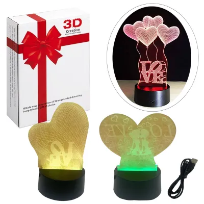 LAMPARA LED 3D LOVE (PILAS/USB)