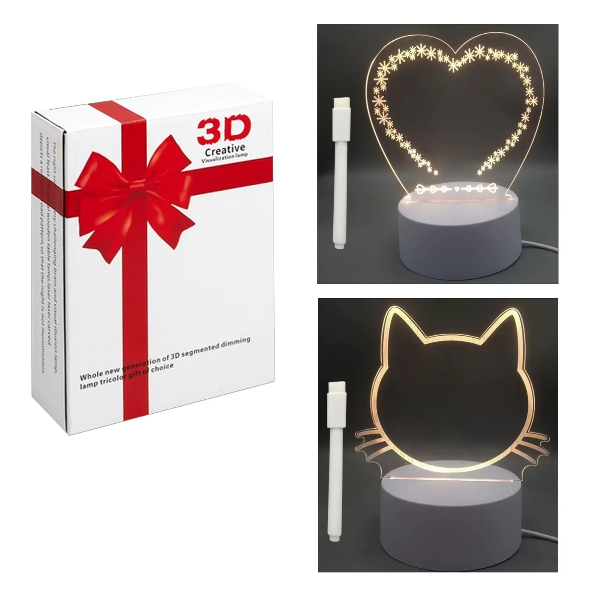 LAMPARA LED 3D FIGURAS CON LAPIZ (USB)