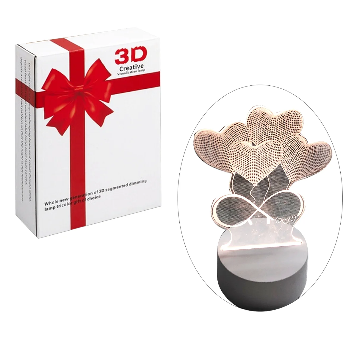 LAMPARA LED 3D CORAZONES (USB),