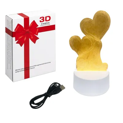 LAMPARA LED 3D CORAZONES LOVE (USB)