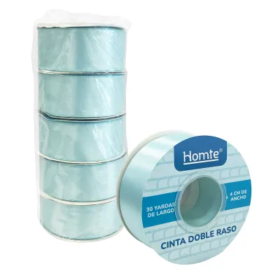 CINTA DOBLE RASO AZUL CLARO 4CM*30Y (PQTX5)