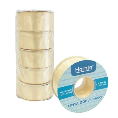 CINTA DOBLE RASO BEIGE 4CM*30Y (PQTX5)