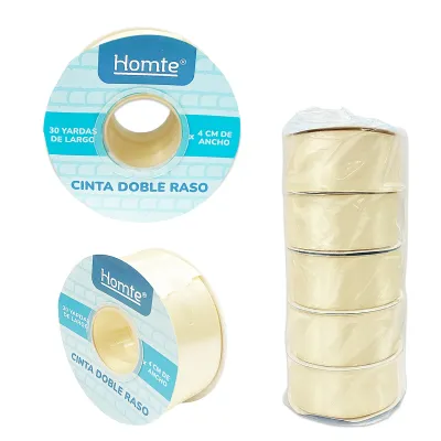 CINTA DOBLE RASO BEIGE 4CM*30Y (PQTX5)