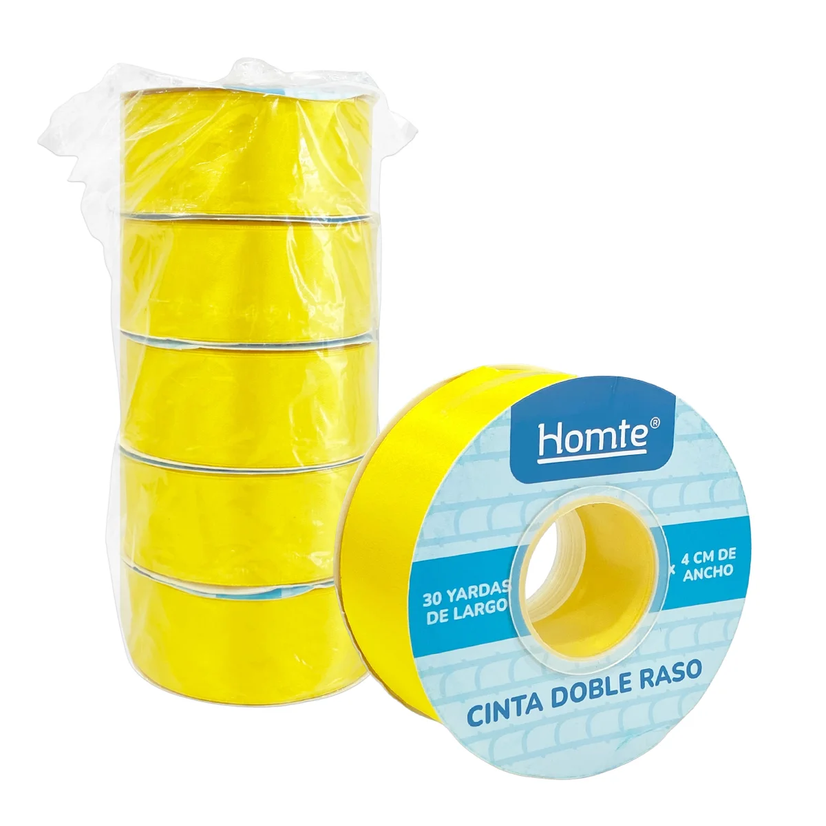CINTA DOBLE RASO AMARILLA 4CM*30Y (PQTX5)