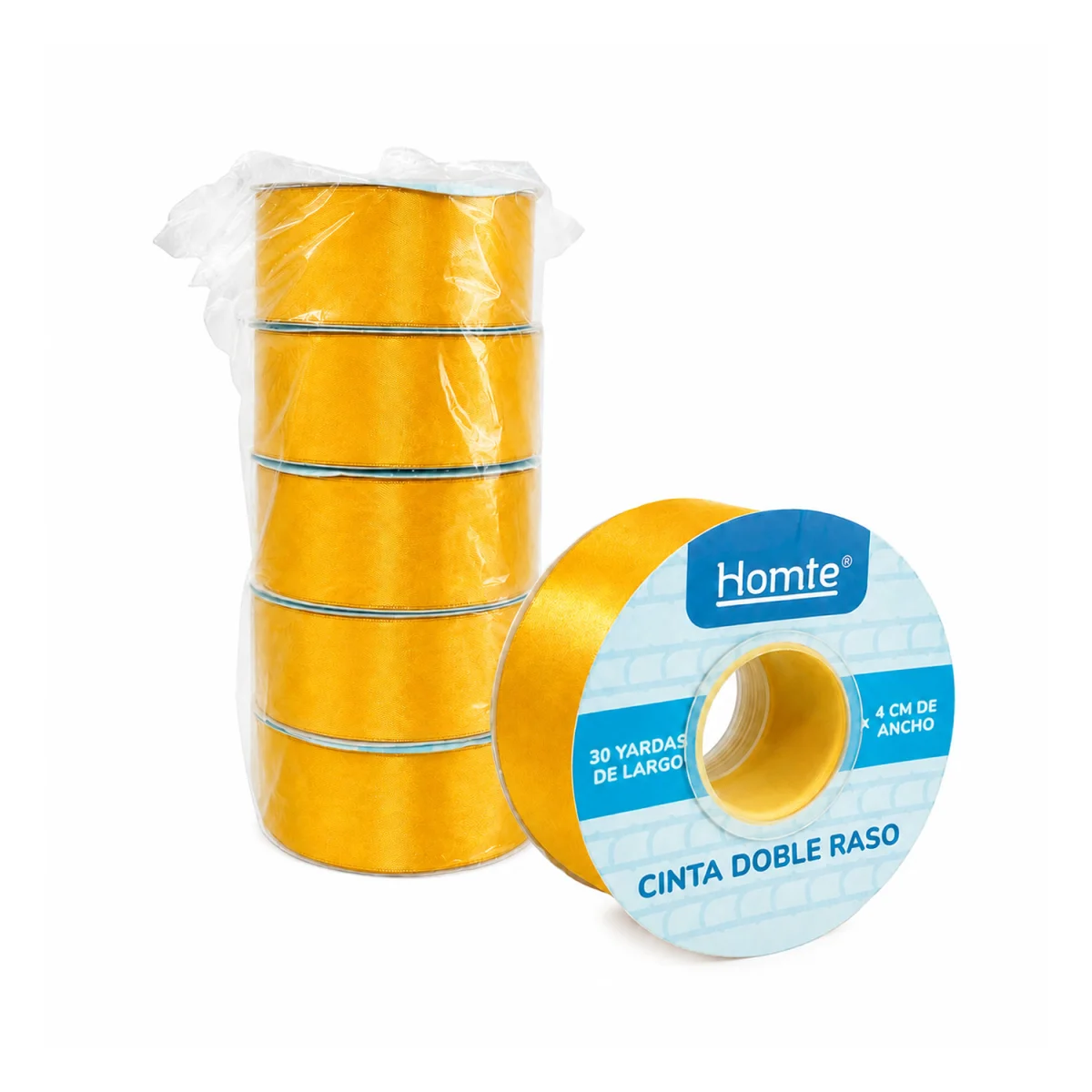 CINTA DOBLE RASO AMARILLA 4CM*30Y (PQTX5)
