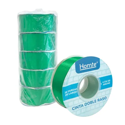 CINTA DOBLE RASO VERDE OSCURO 4CM*30Y (PQTX5)