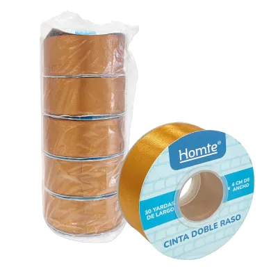 CINTA DOBLE RASO CAFE 4CM*30Y (PQTX5)