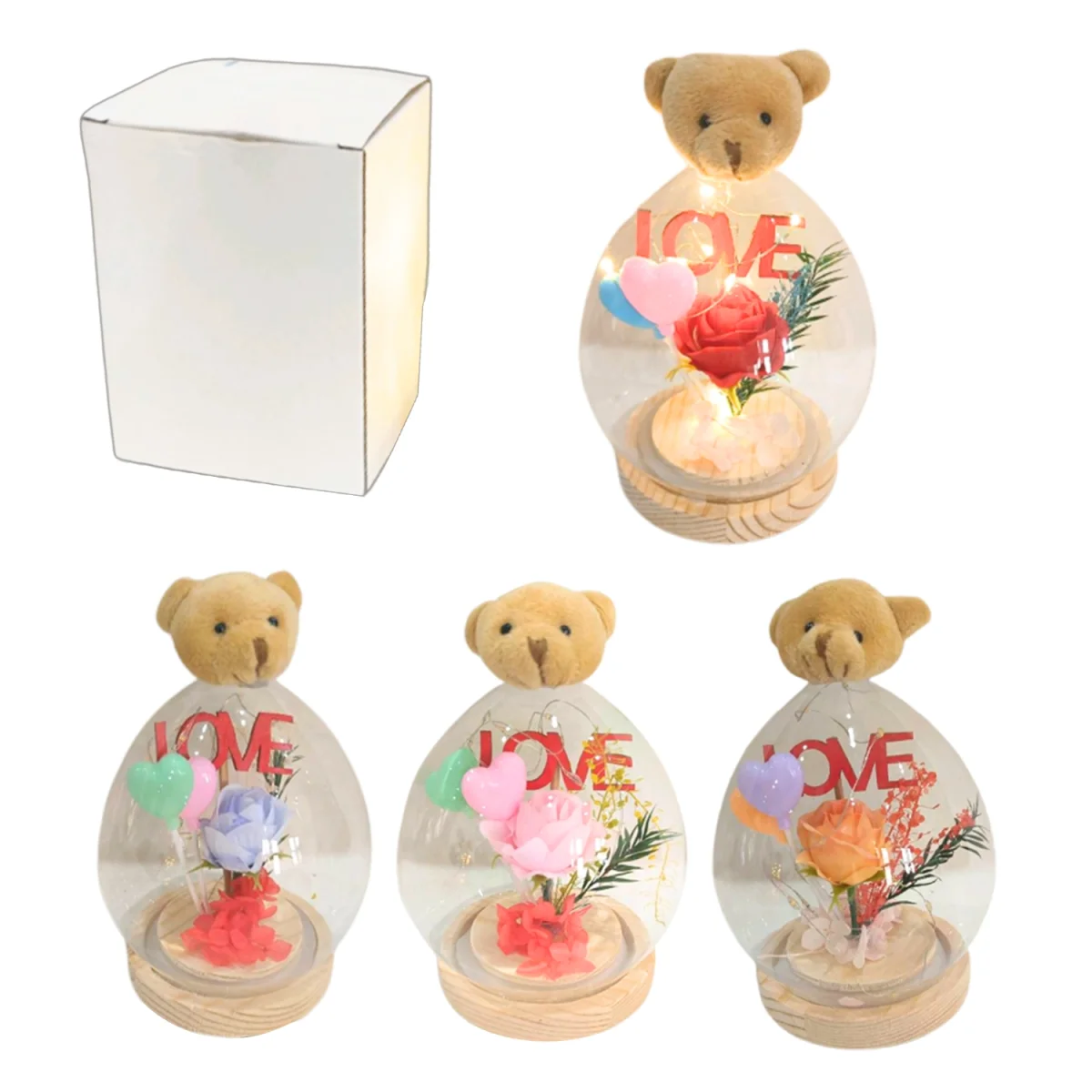 ESFERA DE CRISTAL OSO CON ADORNO LOVE