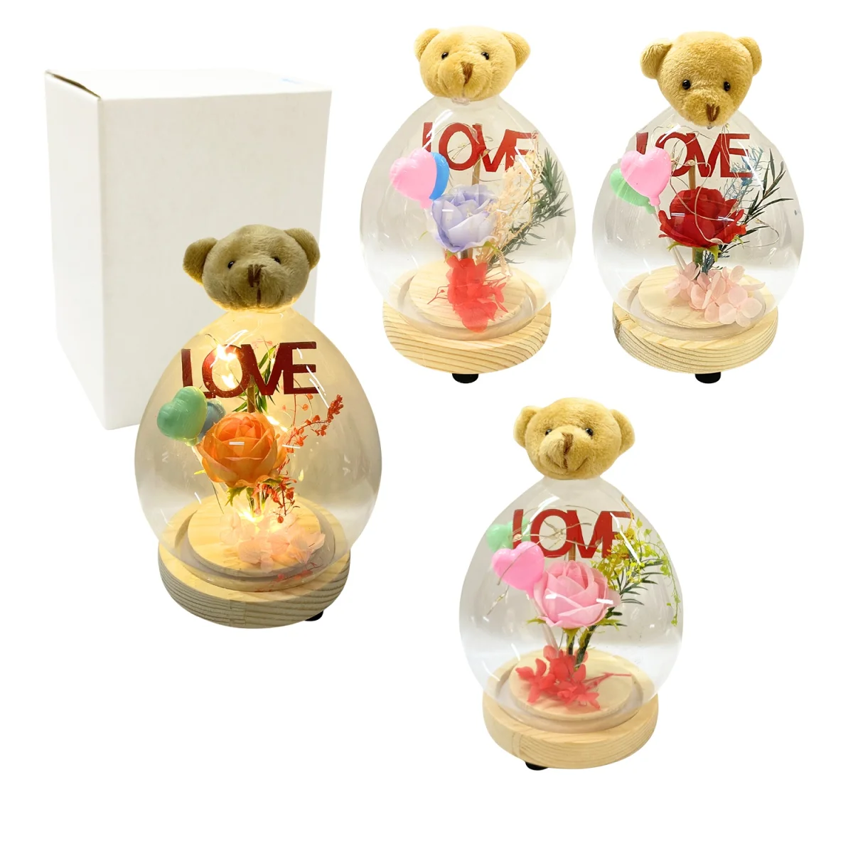 ESFERA DE CRISTAL OSO CON ADORNO LOVE