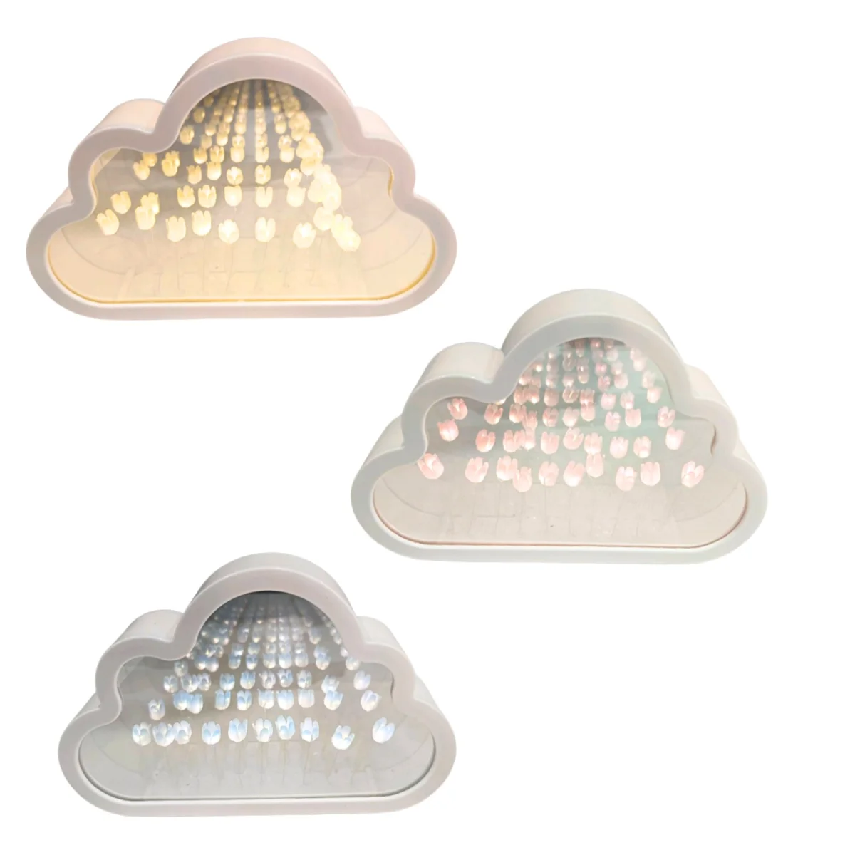 LAMPARA ESPEJO NUBE CON TULIPANES Y LUZ