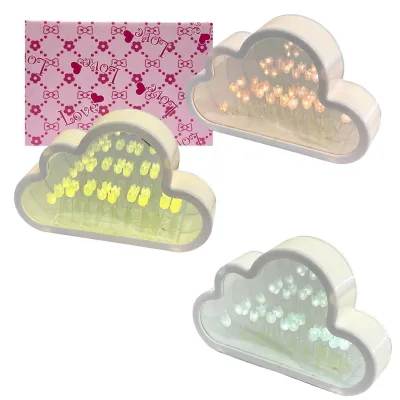 LAMPARA ESPEJO NUBE CON TULIPANES Y LUZ