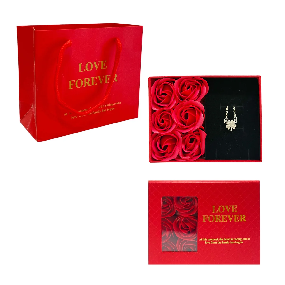 ROSAS ARTIFICIALES X6 CON COLLAR EN CAJA