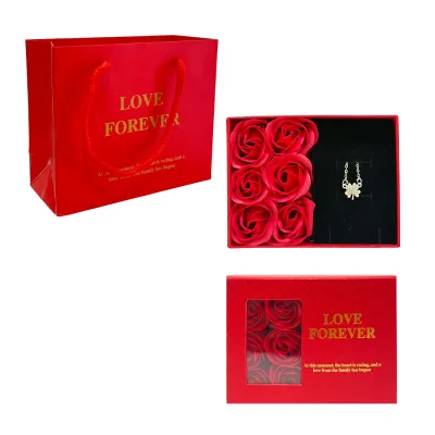 ROSAS ARTIFICIALES X6 CON COLLAR EN CAJA