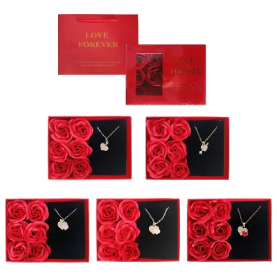ROSAS ARTIFICIALES X6 CON COLLAR EN CAJA