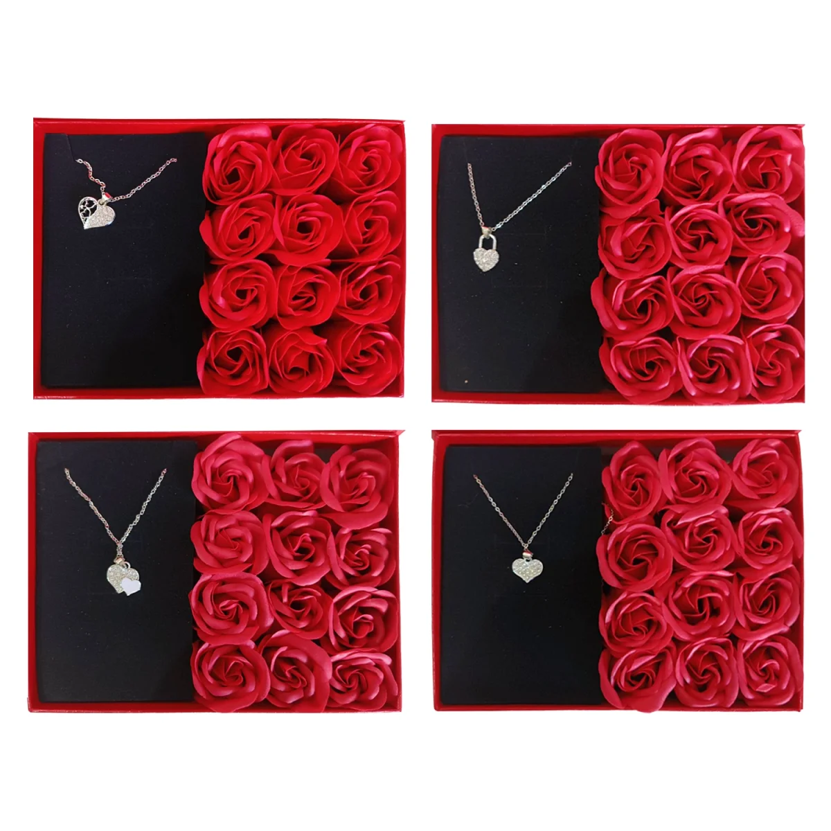 ROSAS ARTIFICIALES X12 CON COLLAR EN CAJA