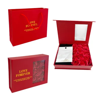 ROSAS ARTIFICIALES X12 CON COLLAR EN CAJA