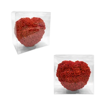 CORAZON ROSAS EN CAJA ACETATO (DESARMADO)