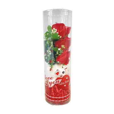 RAMO ROSAS ARTIFICIALES CON OSO EN ACETATO (CJX6)